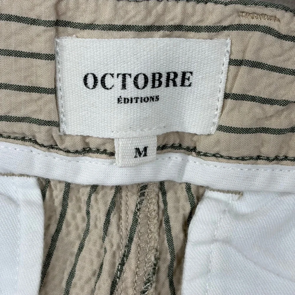 Octobre Editions Shane Trousers Medium Beige Striped Seersucker Pants Portugal